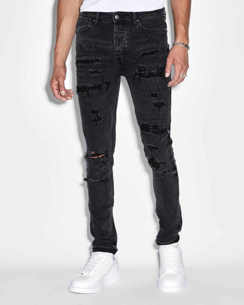 Mens Van Winkle Black Dynamite Trash Skinny Denim Jeans - Black