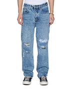 MENS ANTI K PUBLIC BLUE TRASHED 1999 DENIM JEANS