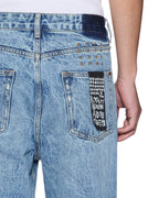 MENS ANTI K PUBLIC BLUE TRASHED 1999 DENIM JEANS