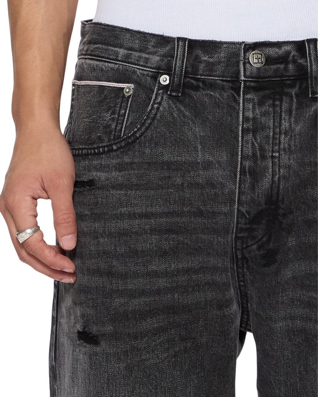 MENS ANTI K SELVEDGE REPLIKA BLACK DENIM JEANS