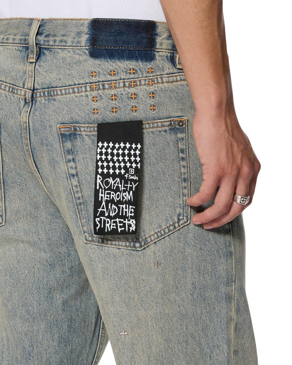 Mens Anti K Stagelight Metalik Relaxed Denim Jeans - Denim