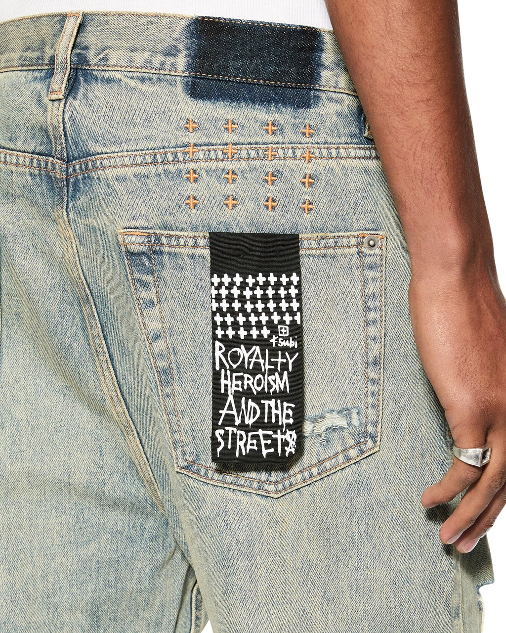 Mens Anti K Stagelight Trashed Relaxed Denim Jeans - Denim