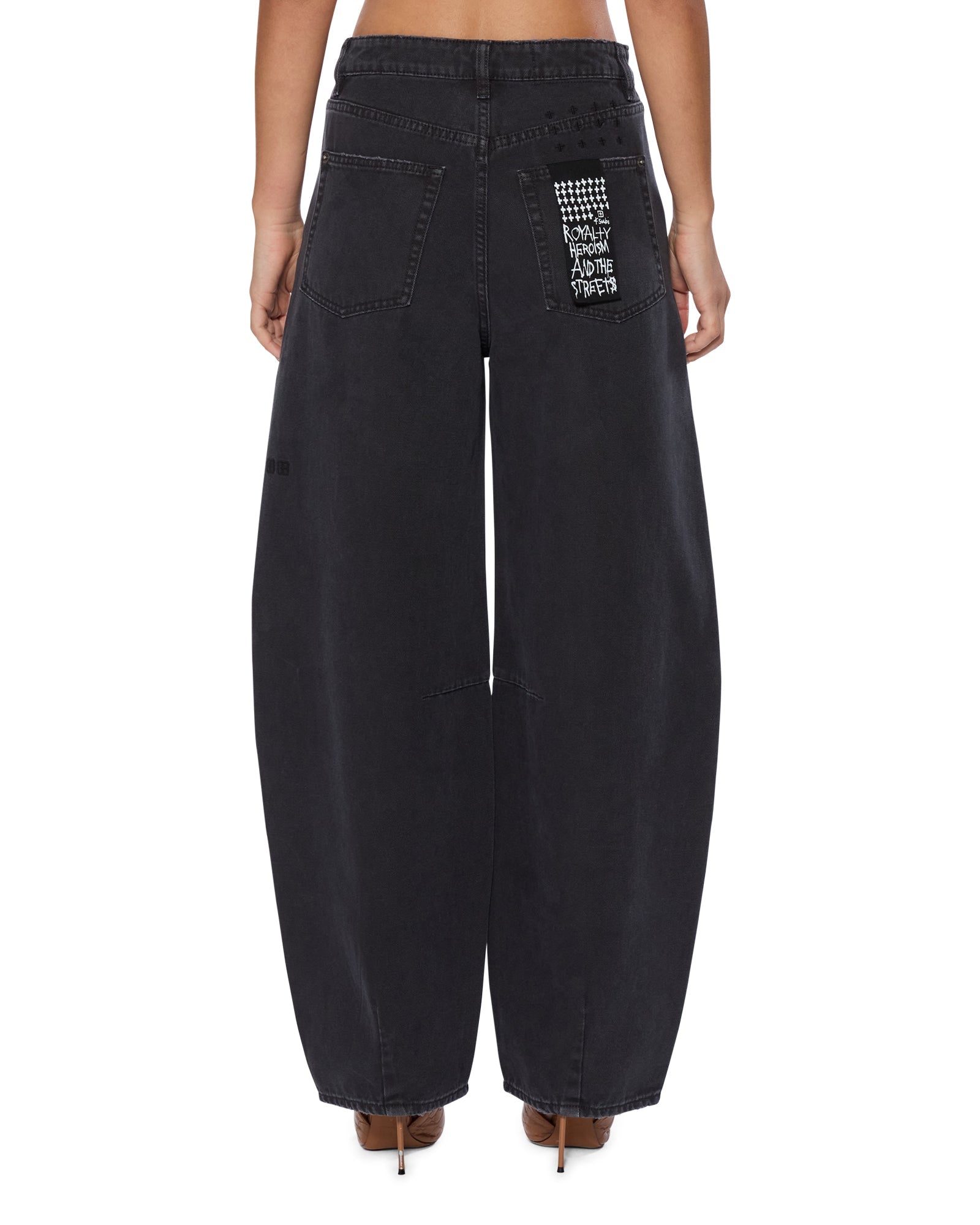 WOMENS  BARREL JEAN CARPENTER BLACK BARREL LEG DENIM JEANS