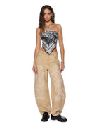 Womens Barrel Jean Carpenter Oat Barrel Leg Denim Jeans - Beige