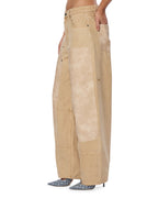 Womens Barrel Jean Carpenter Oat Barrel Leg Denim Jeans - Beige