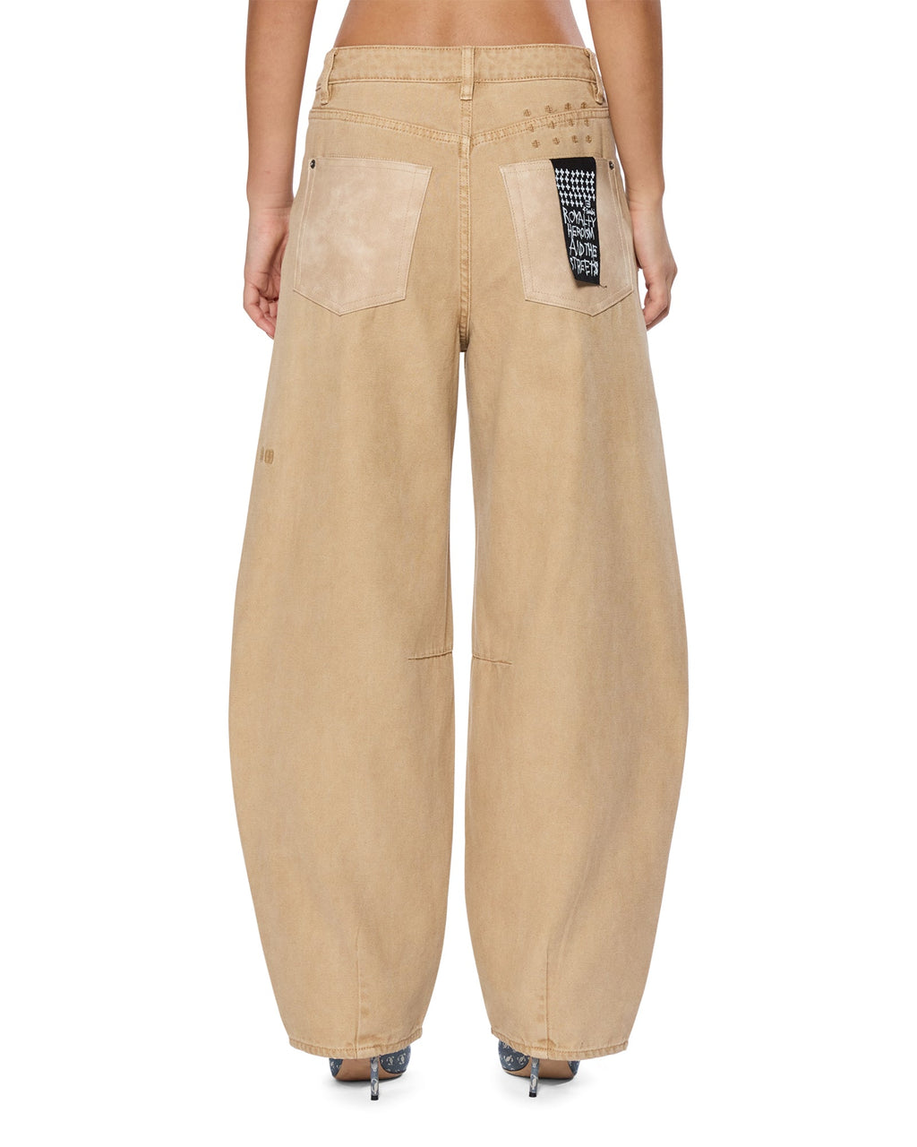 Womens Barrel Jean Carpenter Oat Barrel Leg Denim Jeans - Beige