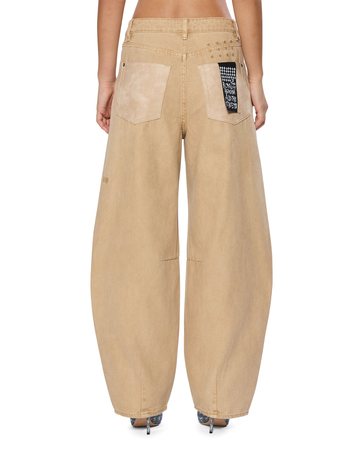 Womens Barrel Jean Carpenter Oat Barrel Leg Denim Jeans - Beige