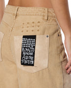 Womens Barrel Jean Carpenter Oat Barrel Leg Denim Jeans - Beige