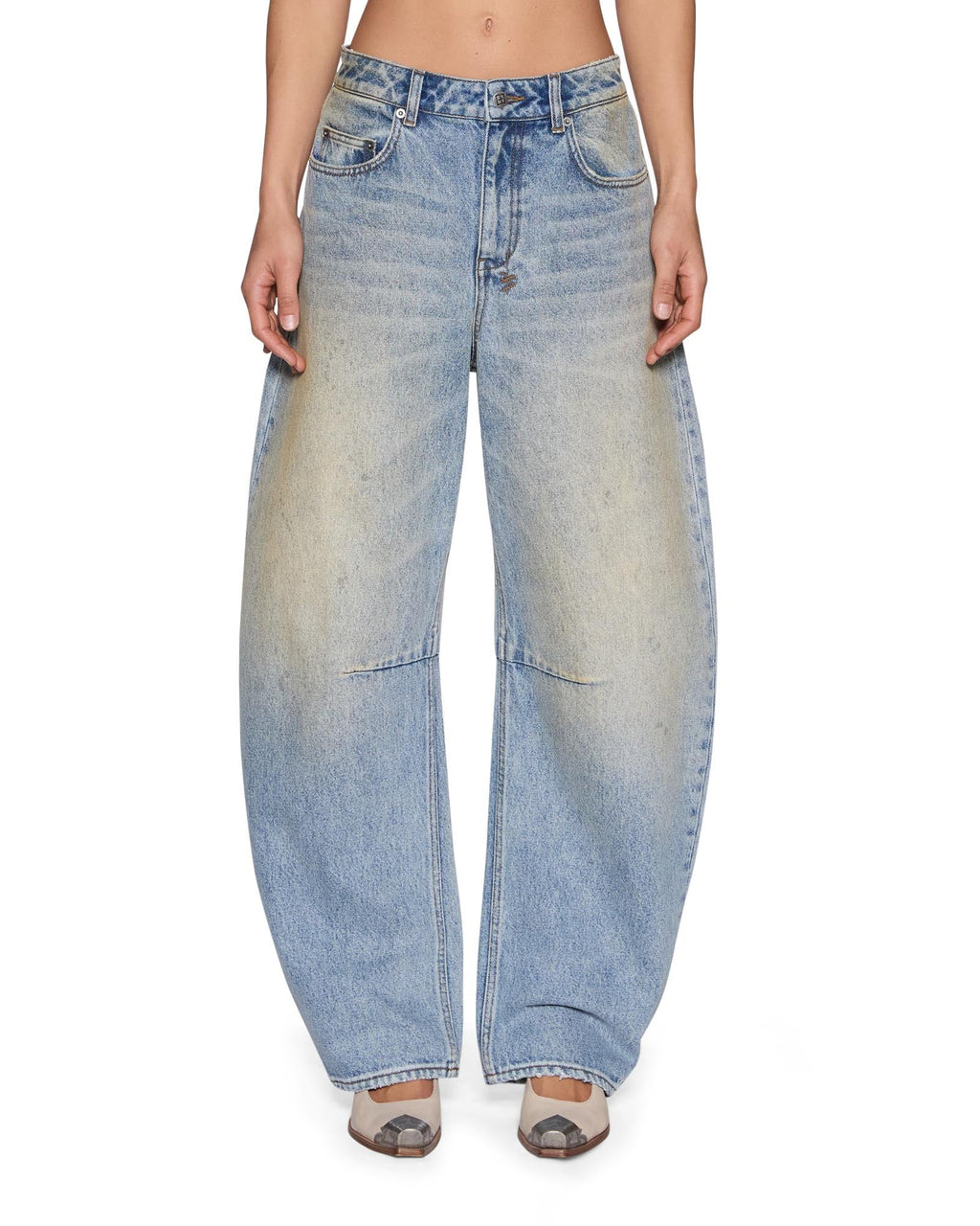 Womens Barrel Jean Field Blue Relaxed Denim Jeans - Denim