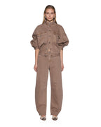 Womens Barrel Jean Stone Tan Barrel Leg Denim Jeans - Beige