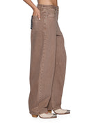 Womens Barrel Jean Stone Tan Barrel Leg Denim Jeans - Beige