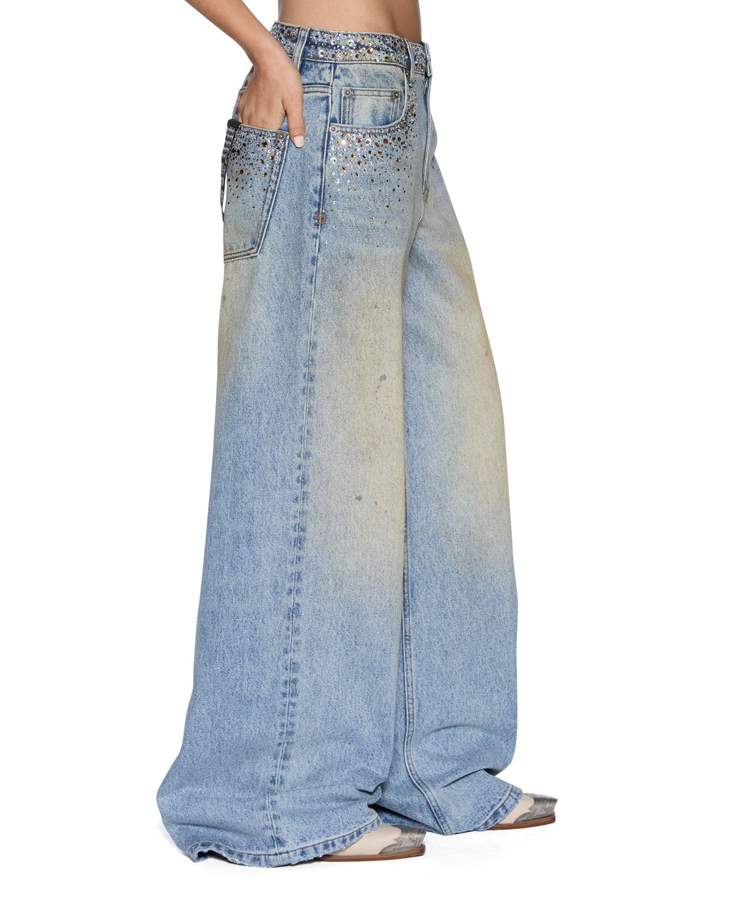 Womens Lax Jean Field Blue Spark Oversized Denim Jeans - Denim