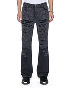 MENS BRONKO ASHER BLACK TRASHED DENIM JEANS