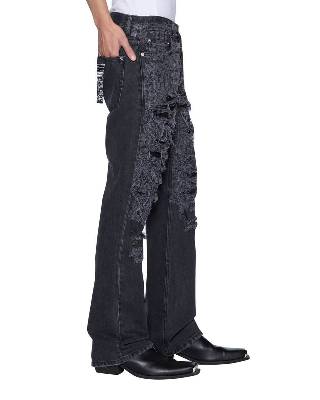 MENS BRONKO ASHER BLACK TRASHED DENIM JEANS