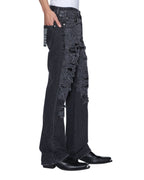 MENS BRONKO ASHER BLACK TRASHED DENIM JEANS