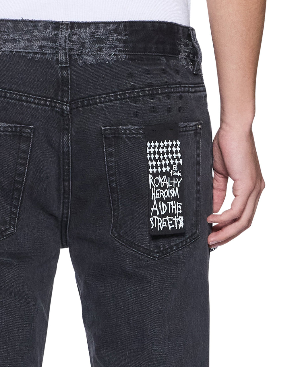 MENS BRONKO ASHER BLACK TRASHED DENIM JEANS