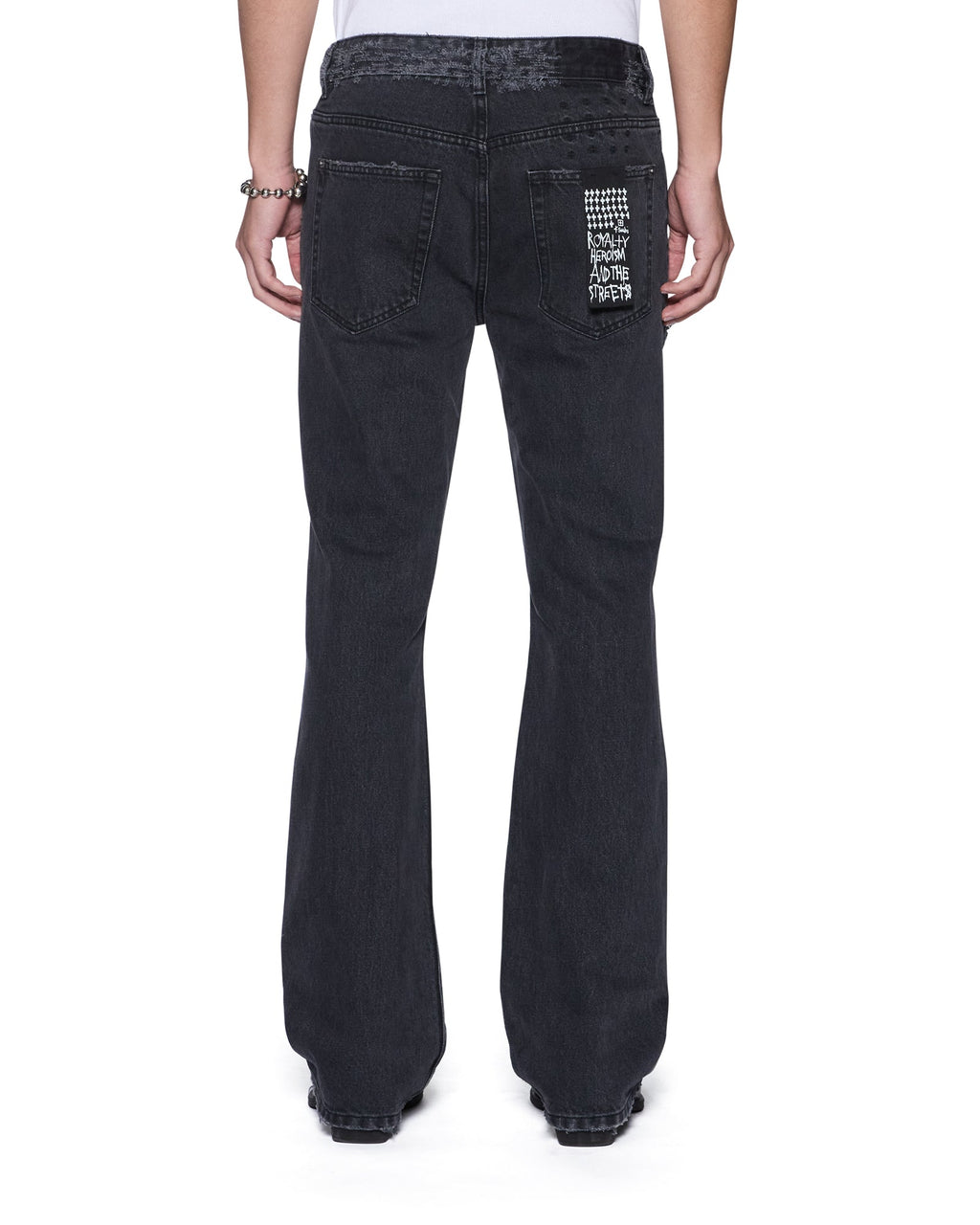 MENS BRONKO ASHER BLACK TRASHED DENIM JEANS