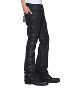 MENS BRONKO BACKSTAGE BLACK STUDDED DENIM JEANS