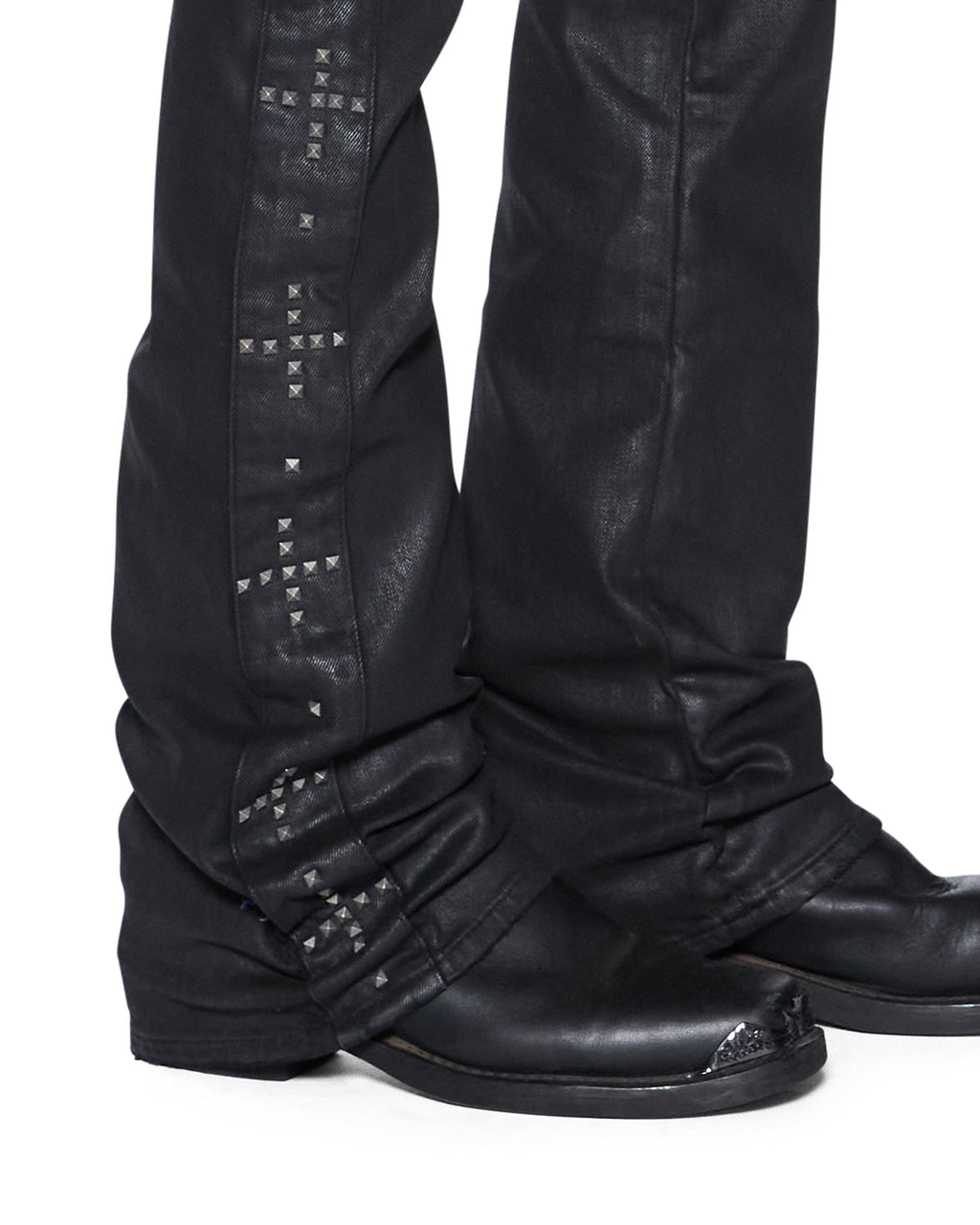 MENS BRONKO BACKSTAGE BLACK STUDDED DENIM JEANS