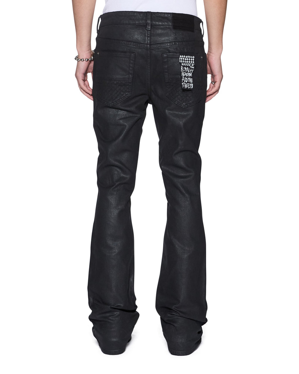 MENS BRONKO BACKSTAGE BLACK STUDDED DENIM JEANS