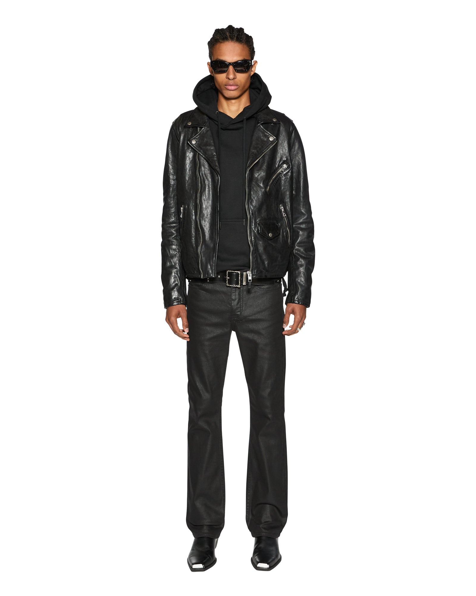 MENS BRONKO BLACK WAX BOOTCUT DENIM JEANS