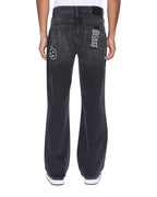 MENS BRONKO ROADHOUSE BLACK PATCHED DENIM JEANS