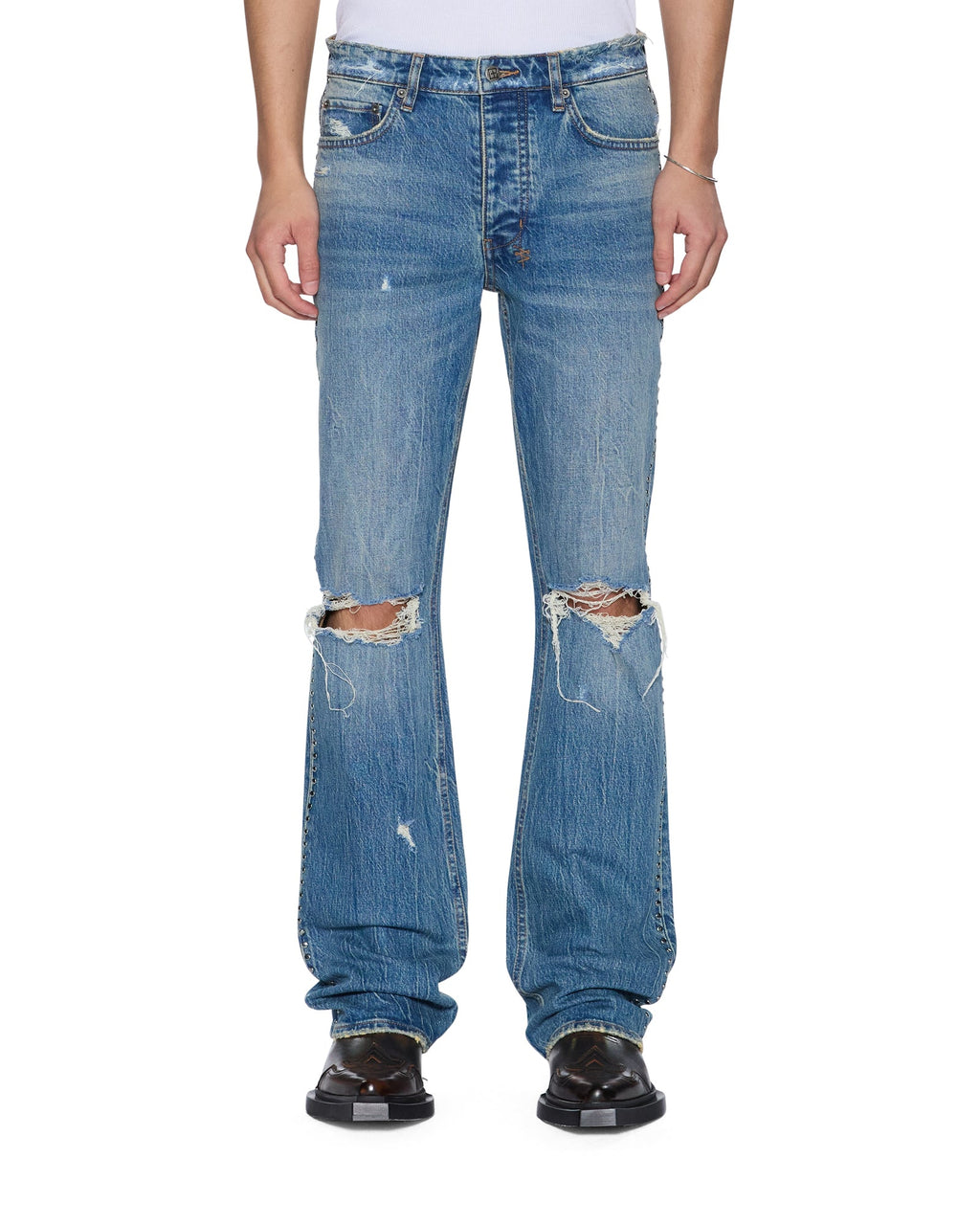 MENS BRONKO TEXAS BLUE STUDDED DENIM JEANS