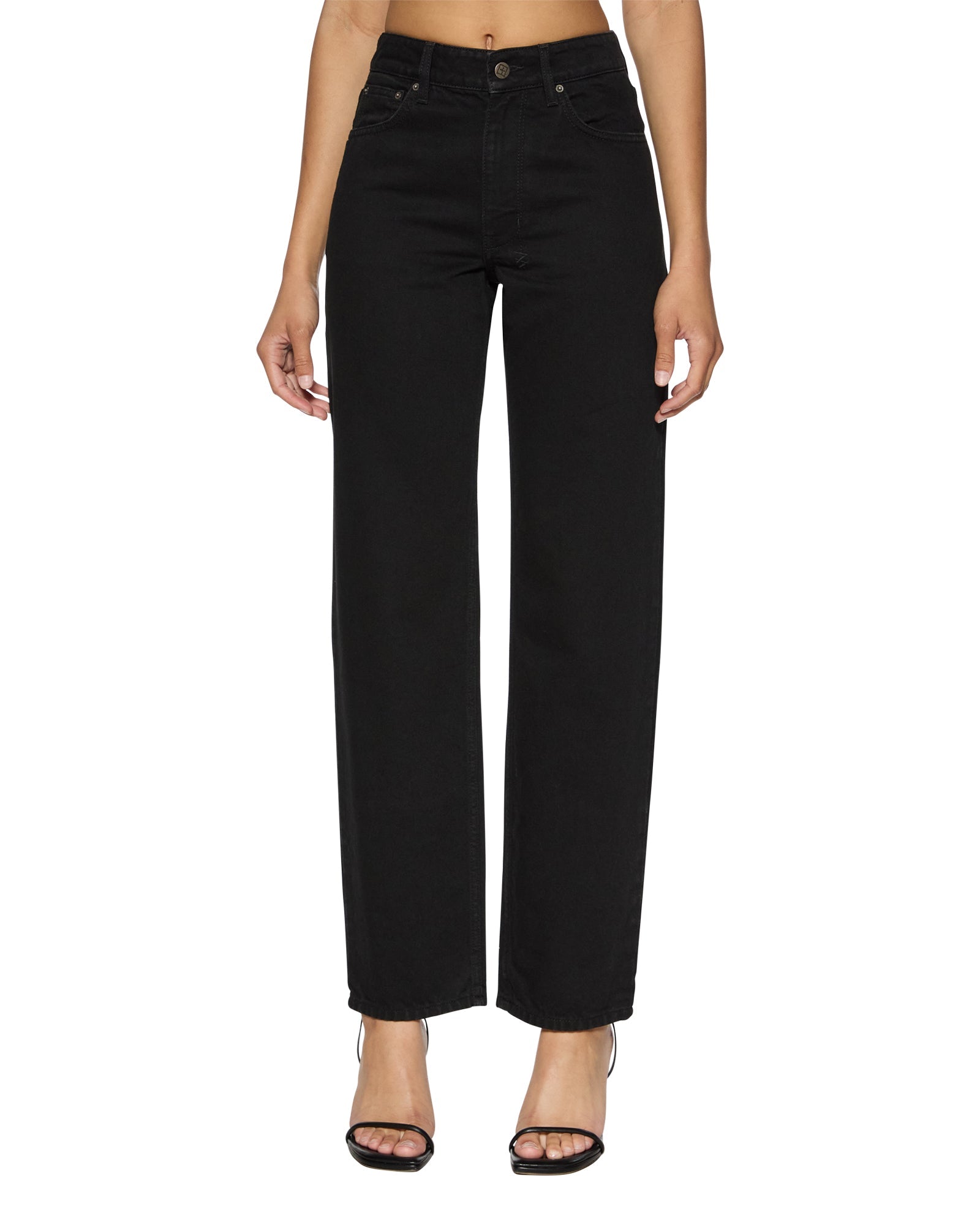 WOMENS  BROOKLYN JET BLACK STRAIGHT DENIM JEANS