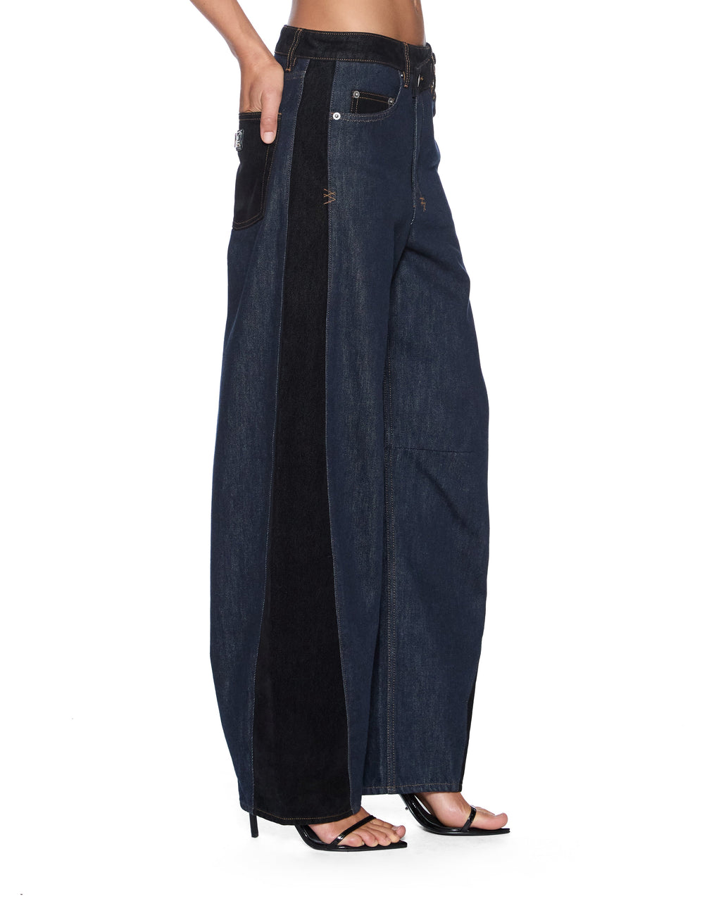WOMENS BARREL JEAN VIXEN SPLICED DENIM JEANS