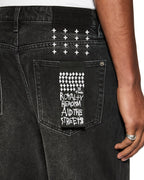 MENS BRONKO EMBLEM BLACK DENIM JEANS