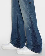 Mens Bronko Trip Spliced Bootcut Denim Jeans - Denim