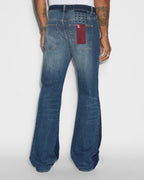 Mens Bronko Trip Spliced Bootcut Denim Jeans - Denim