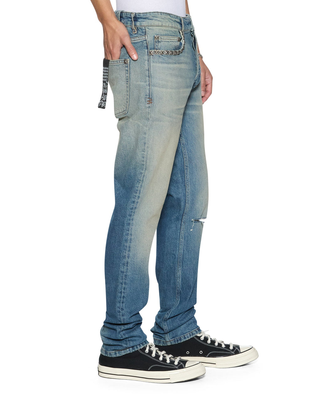 MENS CHITCH PORTLAND STUD TRASHED DENIM JEANS