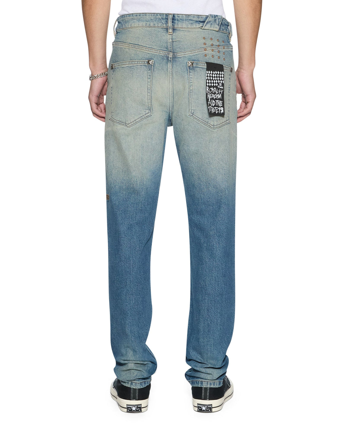 MENS CHITCH PORTLAND STUD TRASHED DENIM JEANS