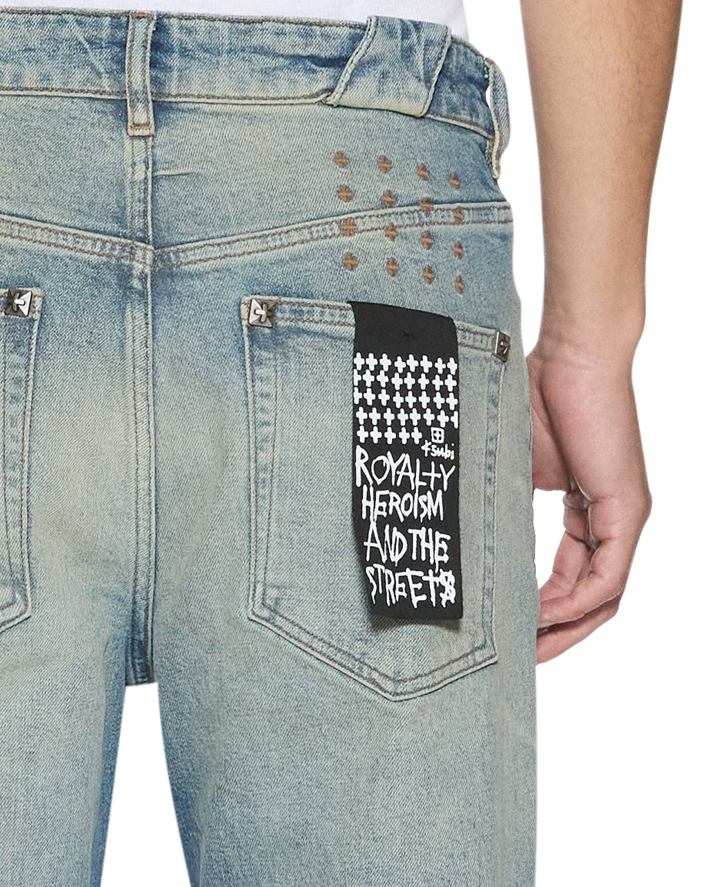 MENS CHITCH PORTLAND STUD TRASHED DENIM JEANS