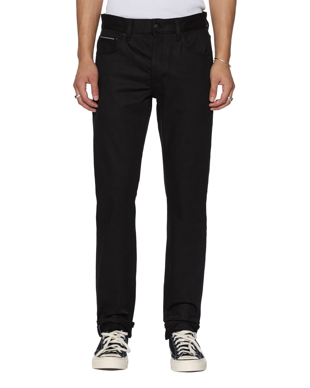 MENS CHITCH SELVEDGE RAW BLACK DENIM JEANS