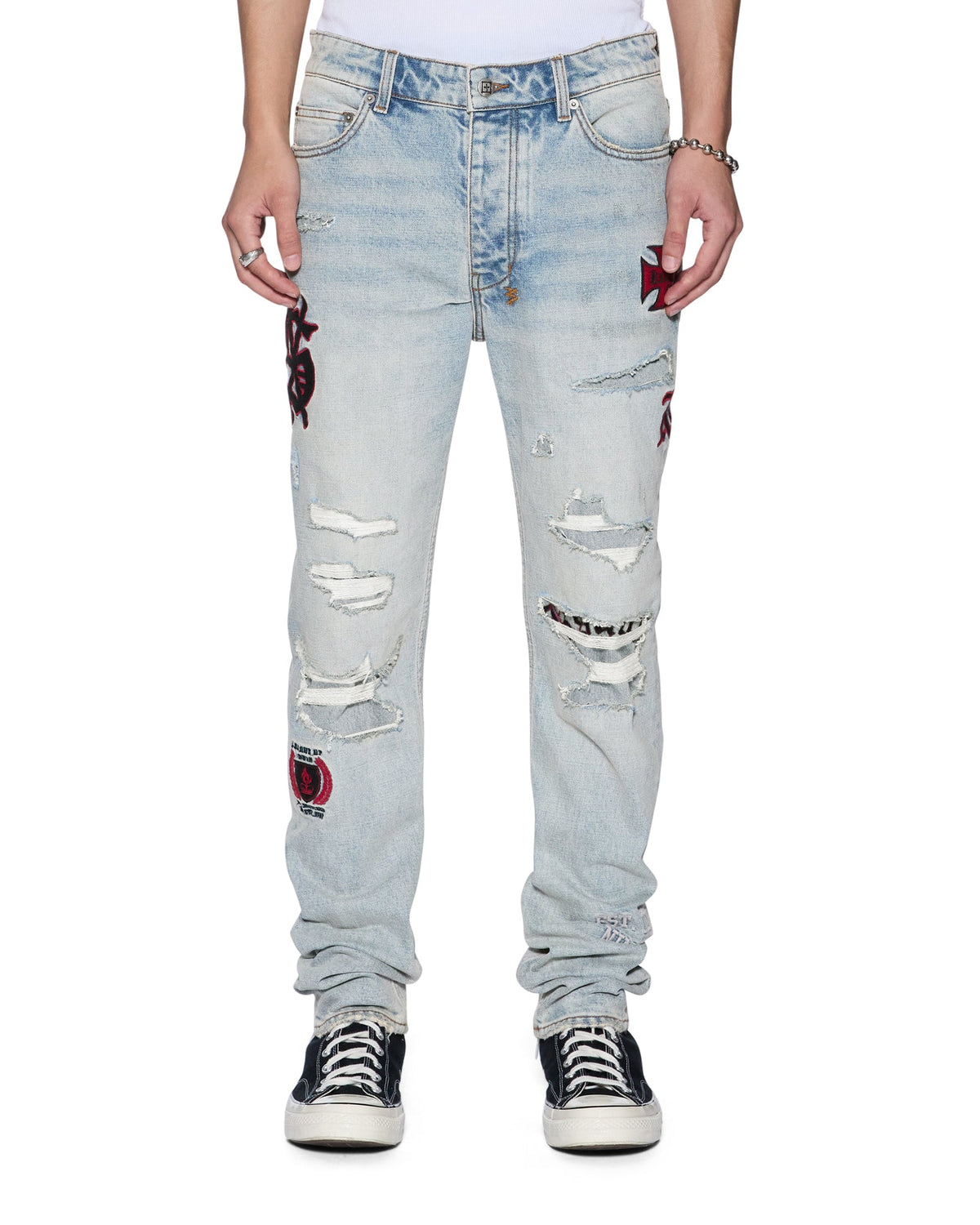 MENS CHITCH SEATTLE BLUE REPAIR DENIM JEANS