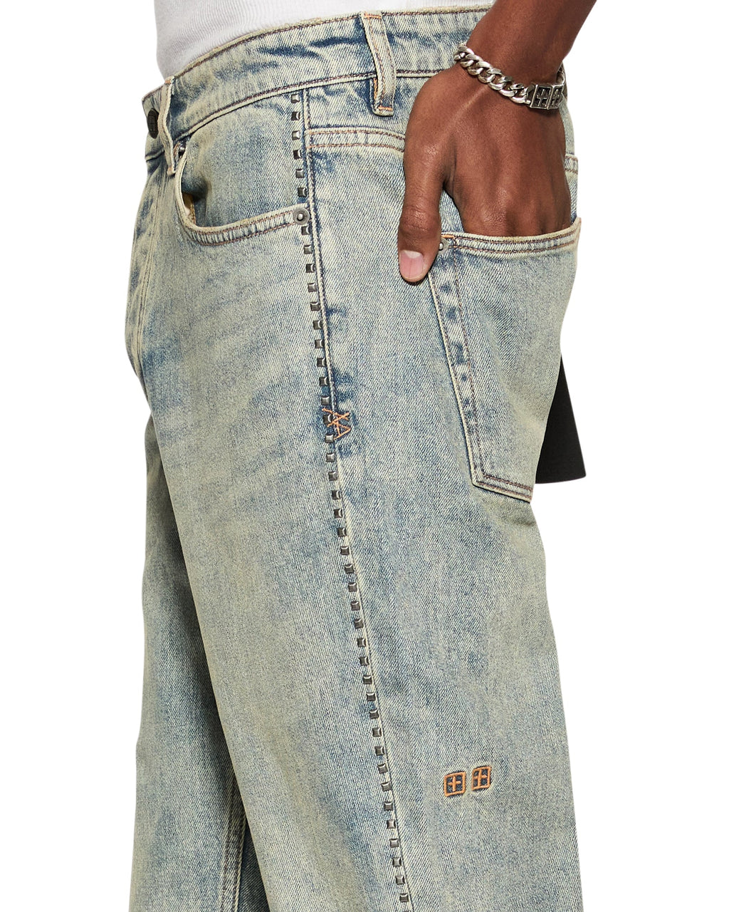 Mens Chitch Stagelight Studded Slim Denim Jeans - Denim