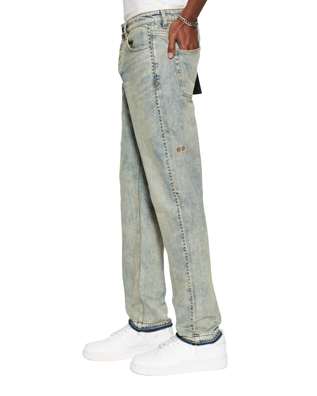 Mens Chitch Stagelight Studded Slim Denim Jeans - Denim