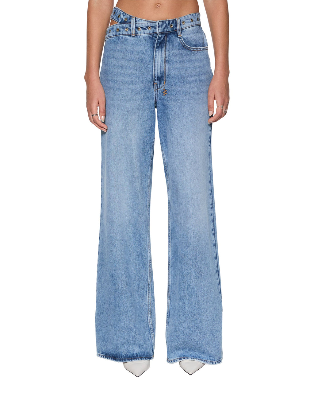 WOMENS STRIDER DETTACHED BELTED CHROMA DENIM JEANS
