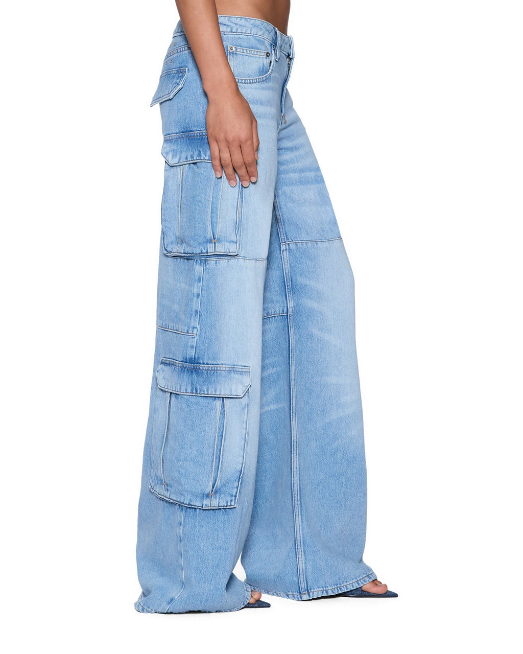 Womens Dropout Low Rise Cargo Jean Spirit Relaxed Denim Jeans - Denim