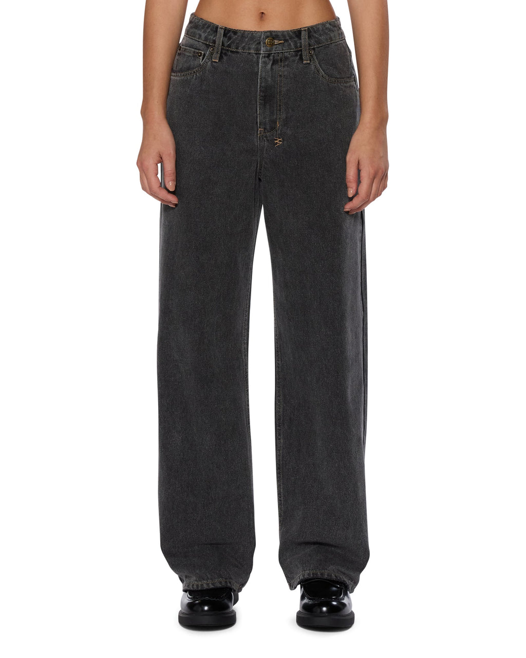 Womens Empire Jean Cinder Relaxed Straight Denim Jeans - Black