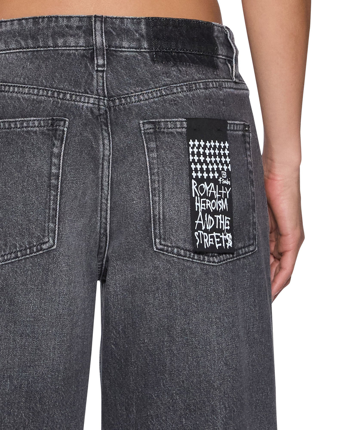 Womens Empire Jean Glitch Grey Relaxed Straight Denim Jeans - Grey