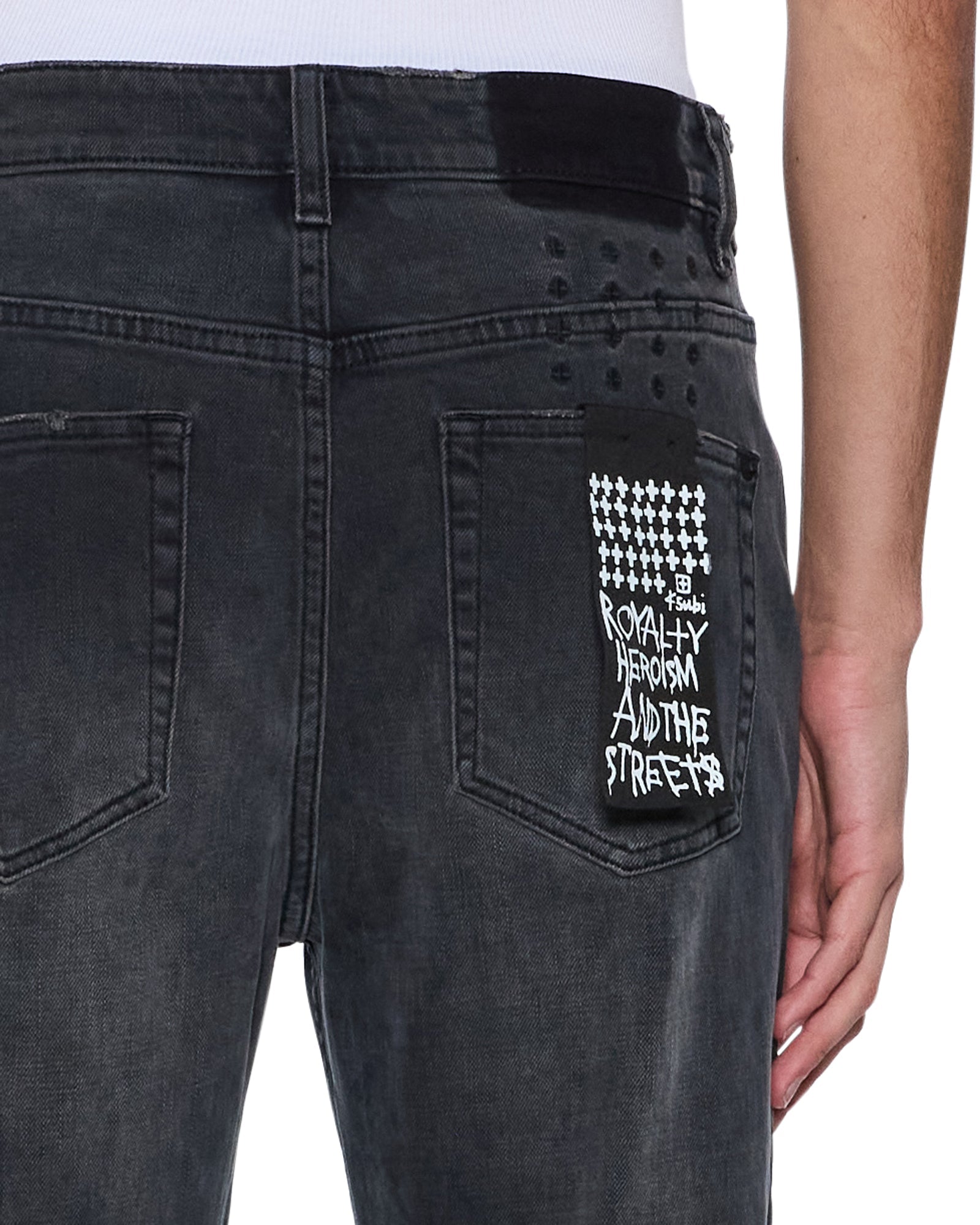 MENS  HAZLOW 3RD DEGREE BLACK STRAIGHT DENIM JEANS