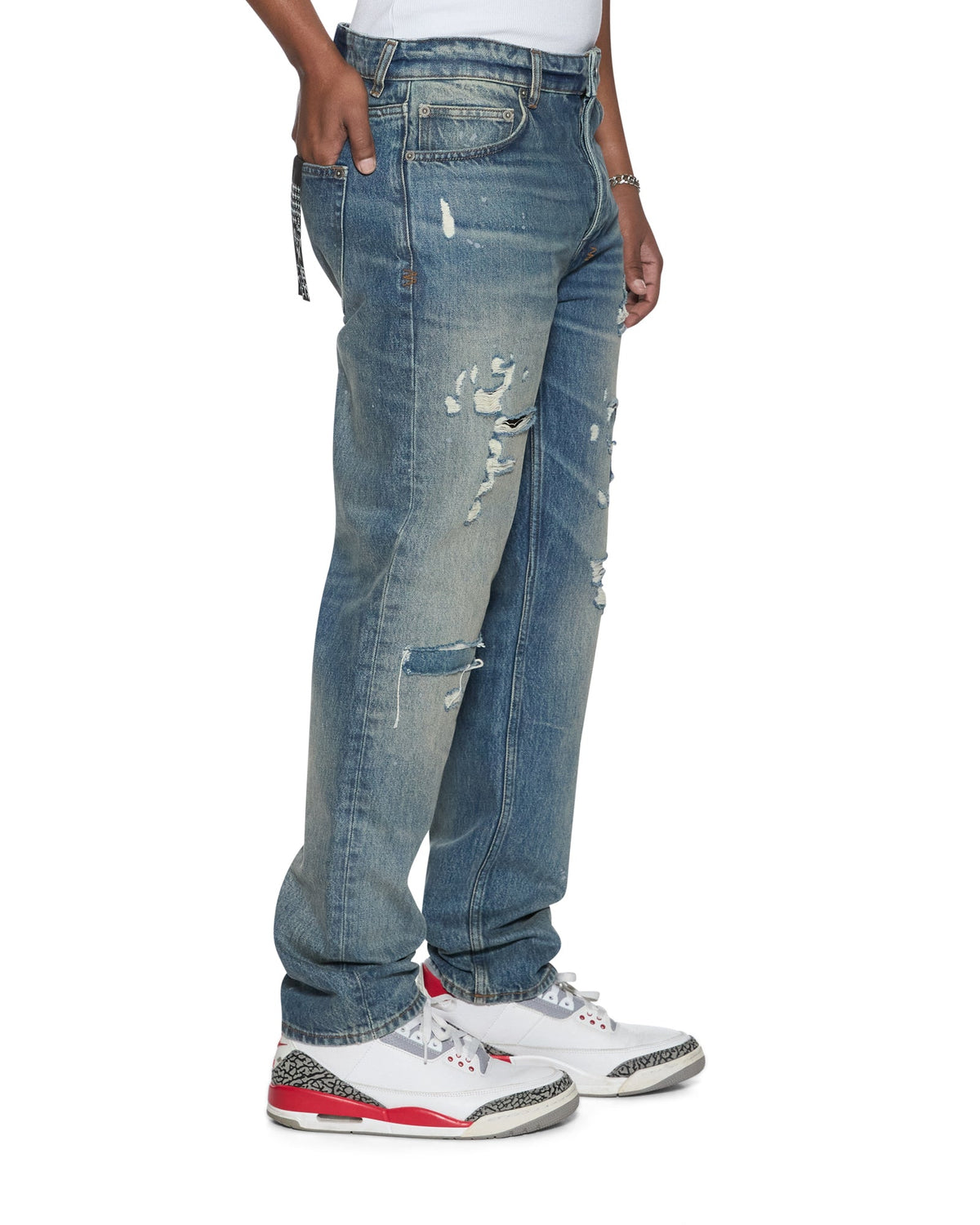 MENS HAZLOW HENDRIX BLUE REPAIR DENIM JEANS