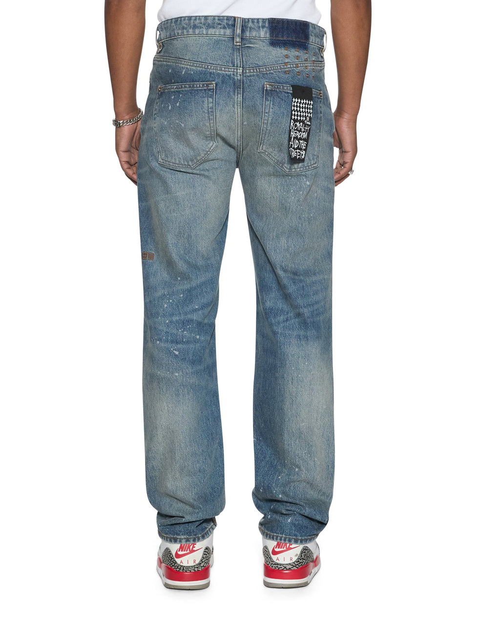 MENS HAZLOW HENDRIX BLUE REPAIR DENIM JEANS