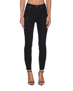 WOMENS HI N WASTED JET BLACK DENIM JEANS