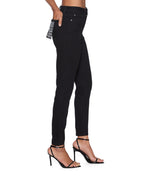 WOMENS HI N WASTED JET BLACK DENIM JEANS