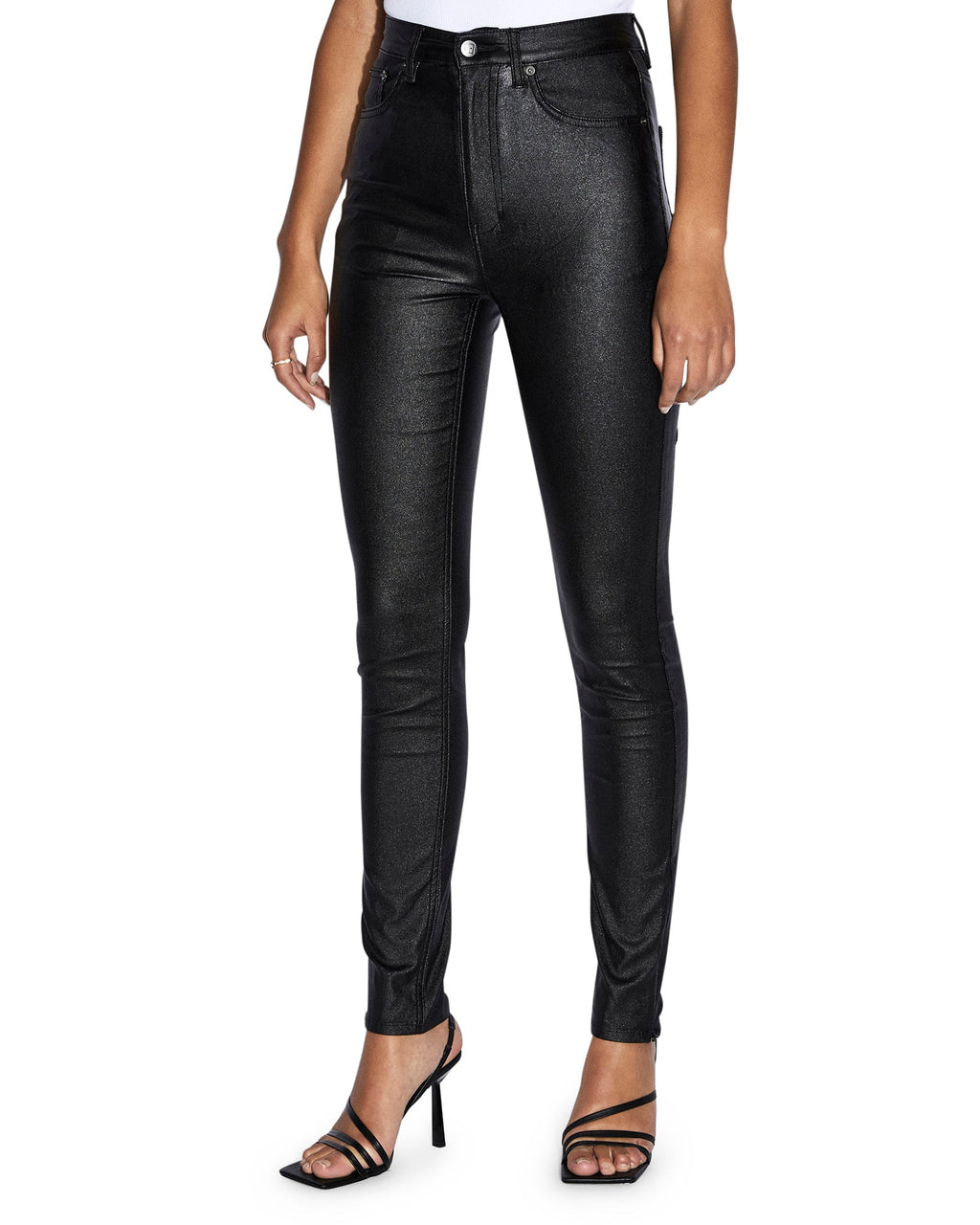 Womens Hi N Wasted Xtra Jet Black Wax Skinny Denim Jeans - Black