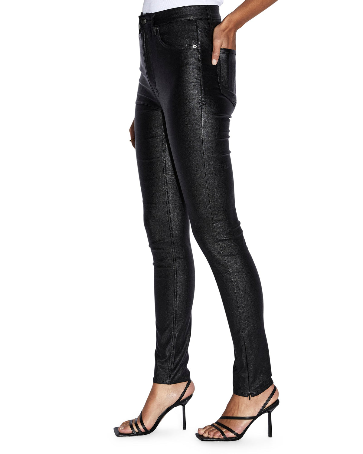 Womens Hi N Wasted Xtra Jet Black Wax Skinny Denim Jeans - Black